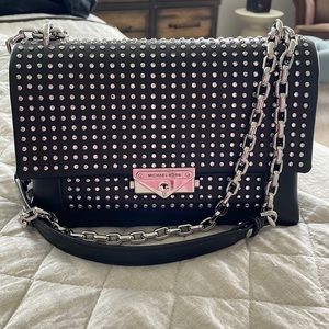 Michael Kors Studded Black Leather Purse Crossbody